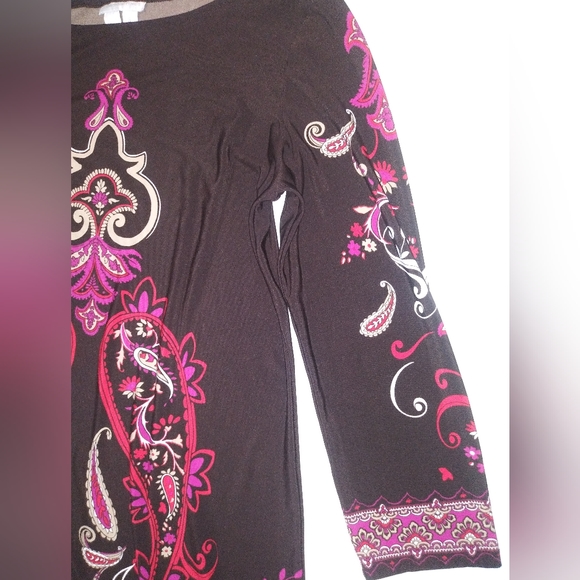 London Times Women's Brown Mini Dress Size 6 3/4 Sleeves - Picture 10 of 13